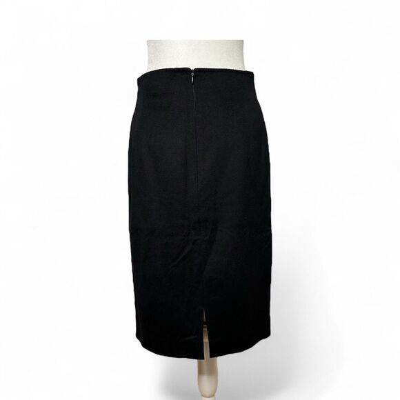 MaxMara Virgin Wool Pencil Skirt Black Size 8 High Waist Italian Made - Picture 4 of 11
